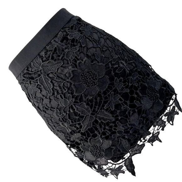 AMERICAN EAGLE! FABULOUS BLACK OVER BLACK LACE STRETCH ULTRA MINI SKIRT! SZ 6 - Picture 1 of 8